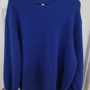 Classic Blue Oversized Royal Blue Textured Women's Sweater